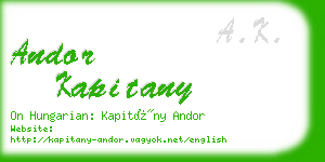 andor kapitany business card